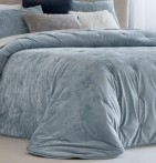 Couvre-lit velours matelassé Mirabela bleu gris Antilo - Blancollection