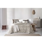 Couvre-lit velours matelassé Mirabela gris taupe Antilo - Blancollection