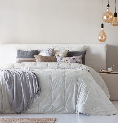 Couvre lit velours matelassé Mirabela blanc cassé Antilo