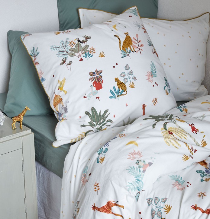 Parure de lit enfant La Jungle enchantée Sylvie Thiriez - Blancollection