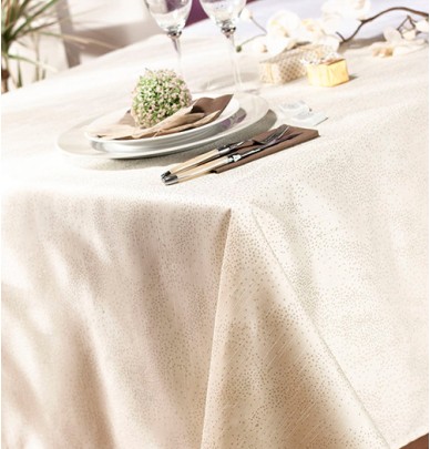 Nappe polyester Anthéa ivoire/or Calitex