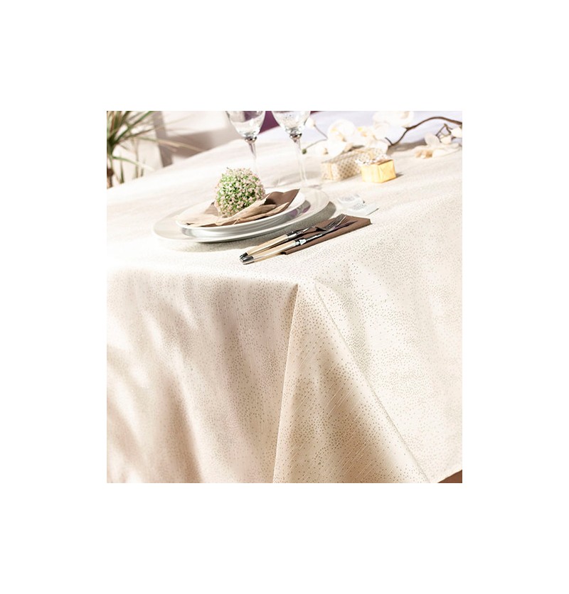 Nappe polyester Anthéa ivoire/or Calitex