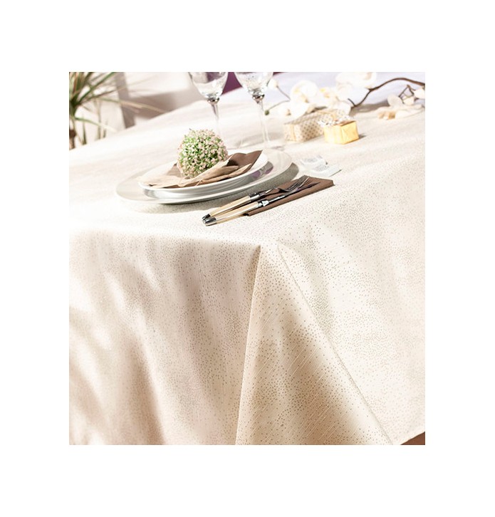 Nappe polyester Anthéa ivoire/or Calitex
