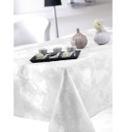 Nappe damassée polyester Flore blanc Calitex - Blancollection