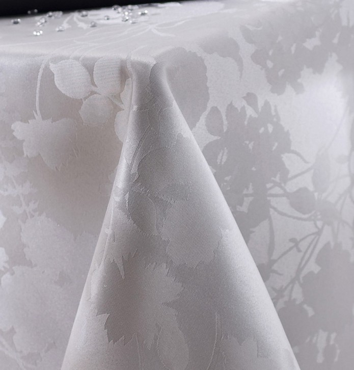Nappe damassée polyester Flore gris Calitex - Blancollection