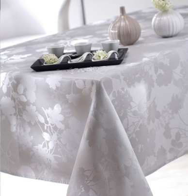 Nappe damassée polyester Flore gris Calitex