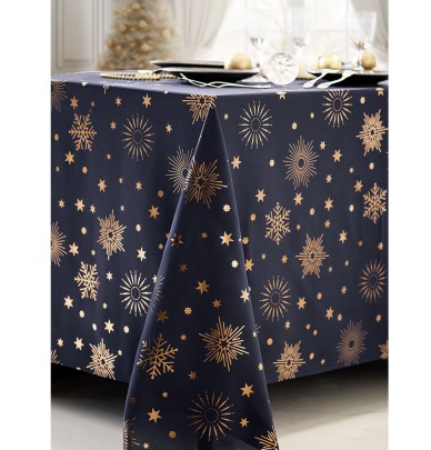 Nappe polyester Astre bleu nuit/cuivre Calitex