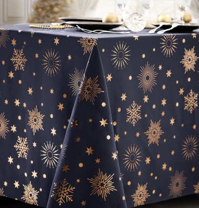 Nappe polyester Astre bleu nuit/cuivre Calitex