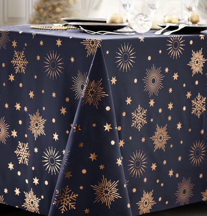 Nappe polyester Astre bleu nuit/cuivre Calitex