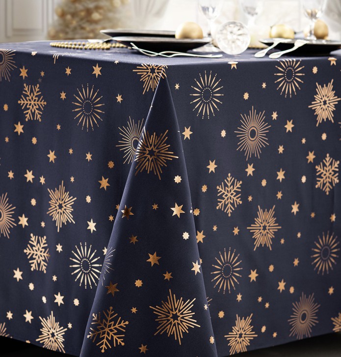 Nappe polyester Astre bleu nuit/cuivre Calitex