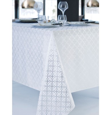 Nappe polyester Loriane blanc/argent Calitex
