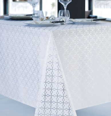 Nappe polyester Loriane blanc/argent Calitex