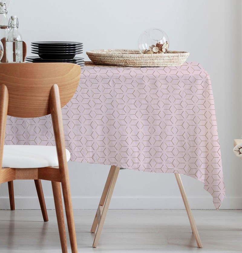 Nappe polyester artic rose poudré/rose gold rect. 150x300cm - calitex