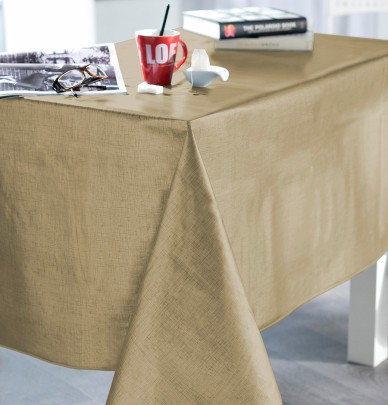 Nappe toile cirée Effet Tissage or Calitex