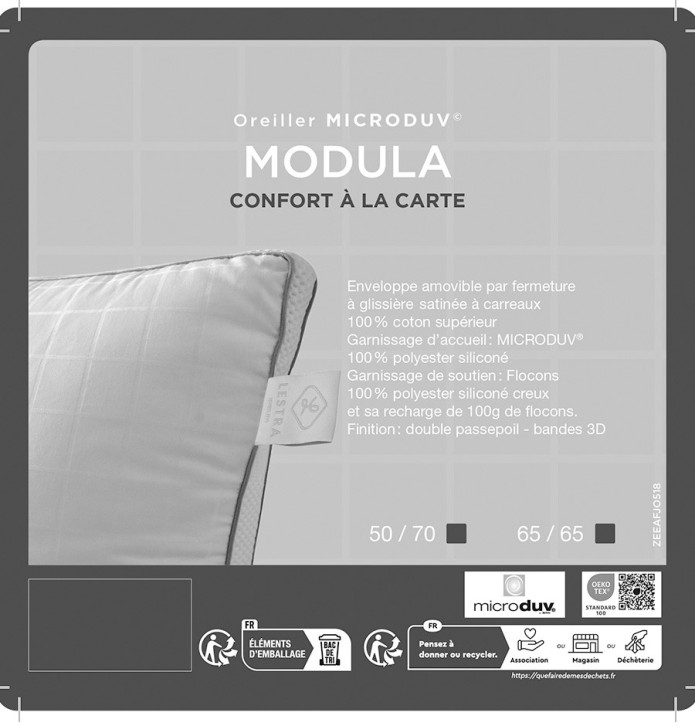 Oreiller Fjord Modula déhoussable - Blancollection