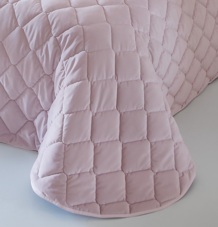 Couvre-lit velours matelassé Tivoli rose pâle Antilo - Blancollection
