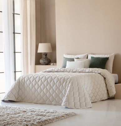 Couvre-lit matelassé Tivoli beige clair Antilo