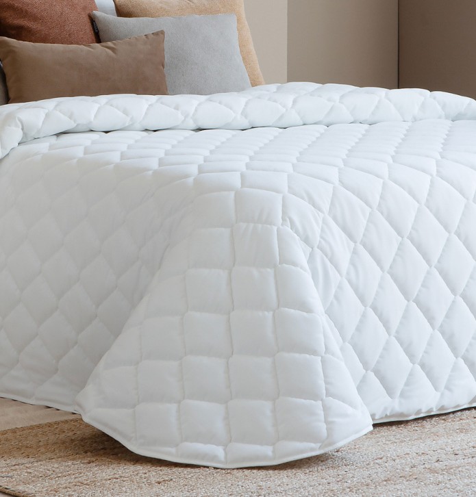 Couvre-lit velours matelassé Tivoli blanc Antilo - Blancollection