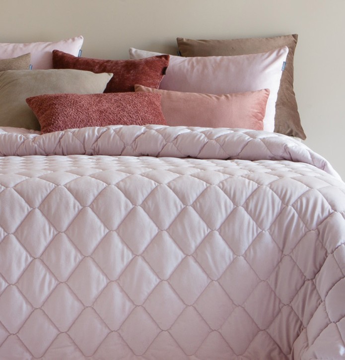 Lot de 2 housses coussins velours Tivoli rose pâle Antilo - Blancollection