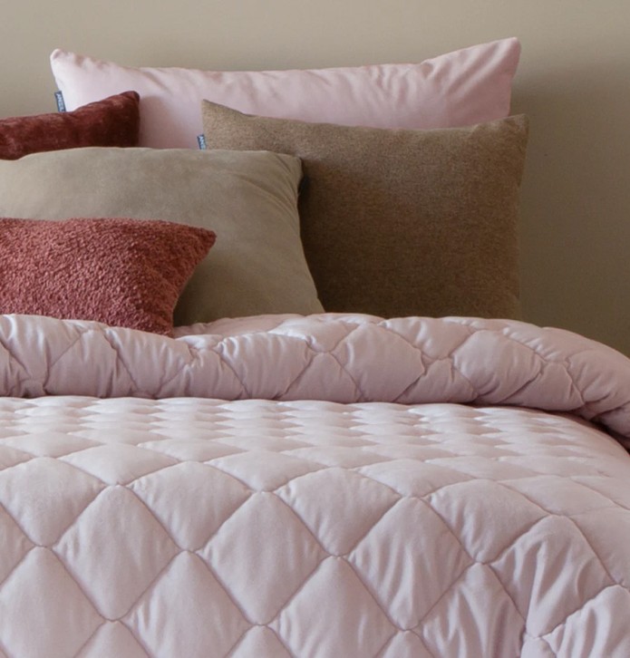 Lot de 2 housses coussins velours Tivoli rose pâle Antilo - Blancollection