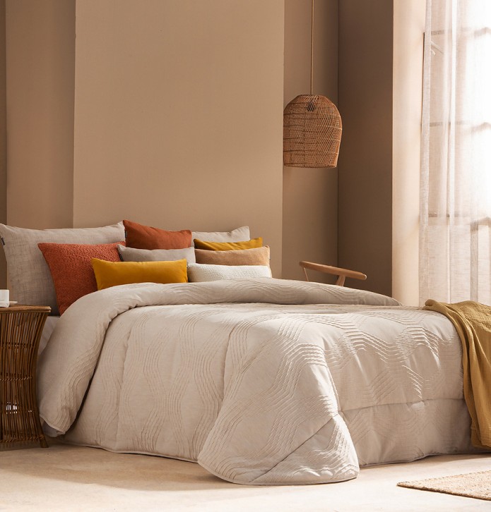 Couvre-lit matelassé Gilda beige Antilo - Blancollection