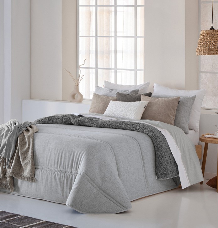 Couvre-lit matelassé Doly gris Antilo