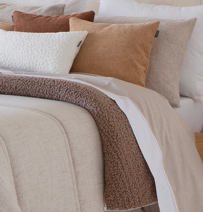 Couvre-lit matelassé jacquard Doly beige Antilo - Blancollection