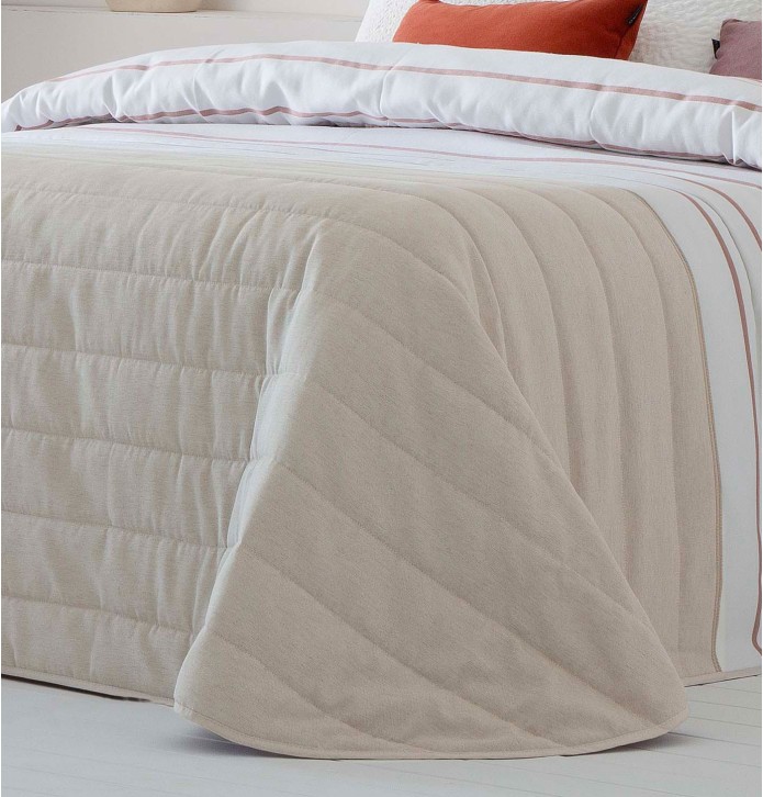 Couvre-lit matelassé et ses housses coussins Valerian bois de rose Antilo - Blancollection