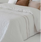 Couvre-lit matelassé et ses housses coussins Caeli Antilo - Blancollection