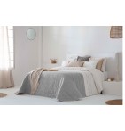 Couvre-lit matelassé et ses housses coussins Zia gris Antilo - Blancollection