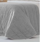 Couvre-lit matelassé et ses housses coussins Zia gris Antilo - Blancollection