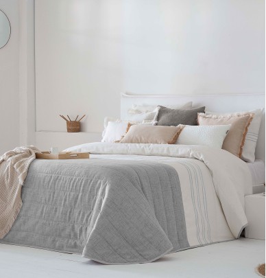 Couvre lit matelassé Zia gris Antilo