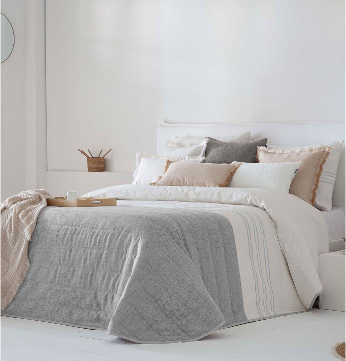 Couvre lit matelassé Zia gris Antilo Couvre lit matelassé Zia gris Antilo