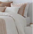 Couvre-lit matelassé et ses housses coussins Zia lin Antilo - Blancollection