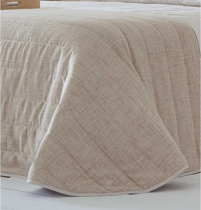 Couvre-lit matelassé et ses housses coussins Zia lin Antilo - Blancollection