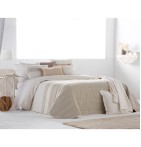 Couvre-lit matelassé et ses housses coussins Alboraïa lin Antilo - Blancollection