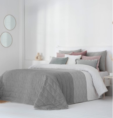 Couvre lit matelassé Devi gris Antilo