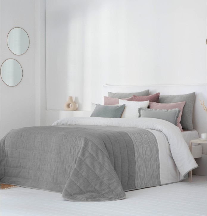 Couvre lit matelassé Devi gris Antilo