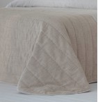Couvre-lit matelassé et ses housses coussins Devi lin Antilo - Blancollection