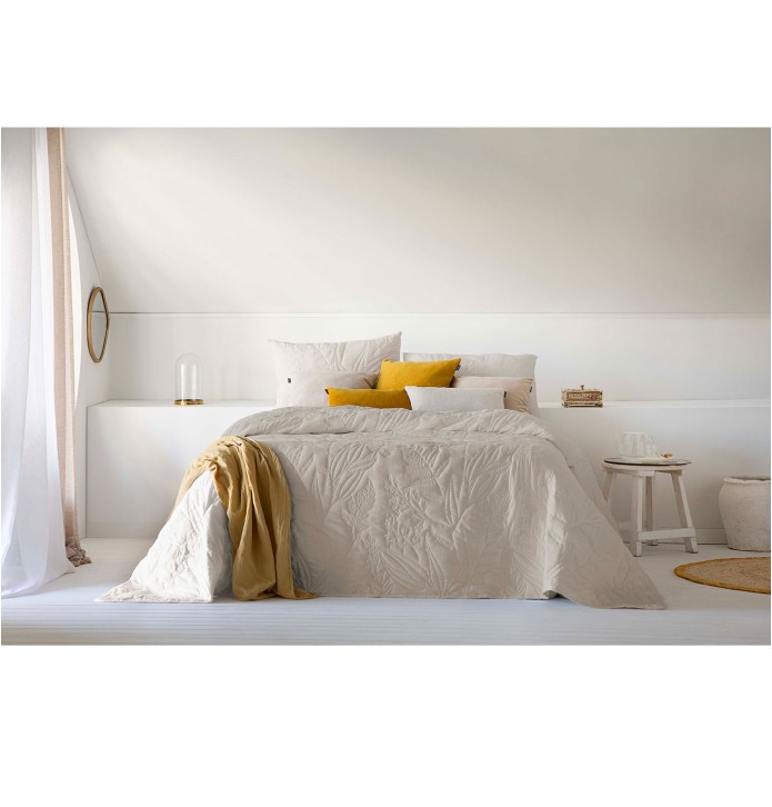 Couvre-lit matelassé Mireya beige Antilo - Blancollection