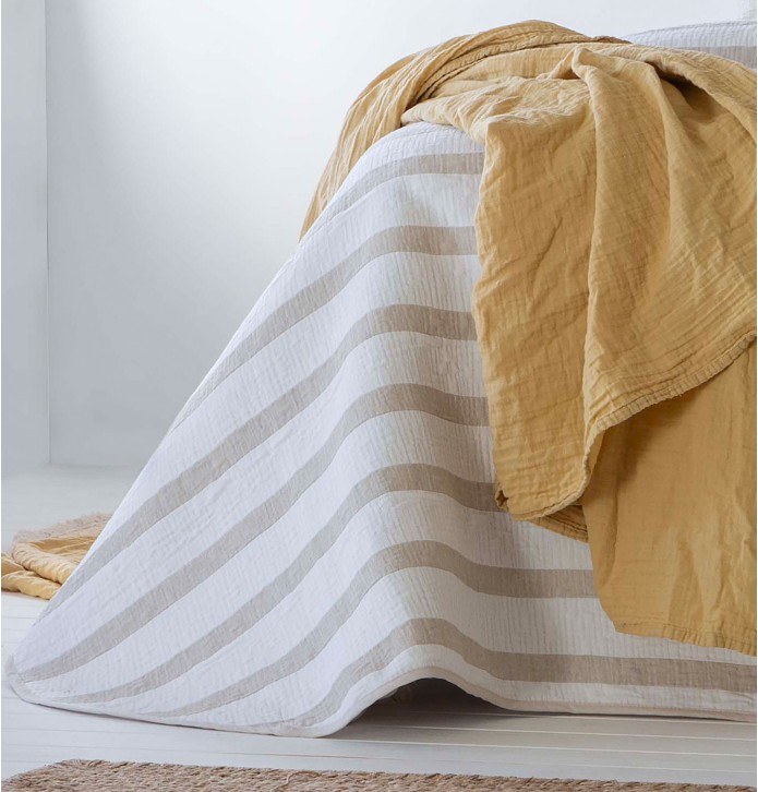 Jeté de lit réversible Mambo beige Antilo - Blancollection