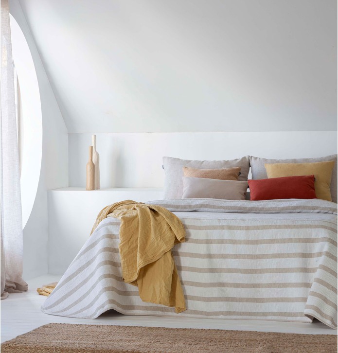 Jeté de lit réversible Mambo beige Antilo Jeté de lit réversible Mambo beige Antilo