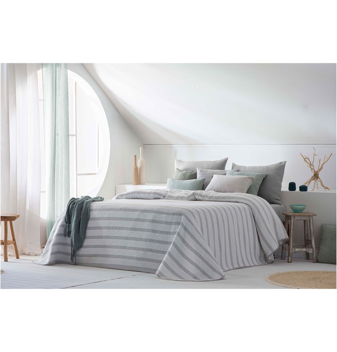 Jeté de lit réversible Mambo gris Antilo - Blancollection