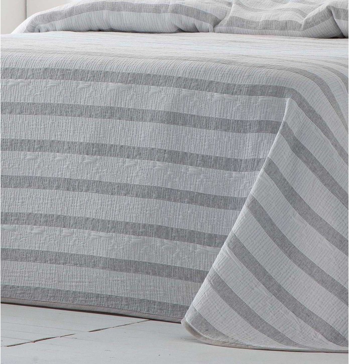 Jeté de lit réversible Mambo gris Antilo - Blancollection