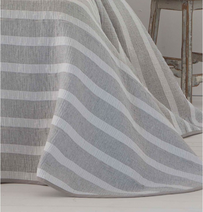 Jeté de lit réversible Mambo gris Antilo - Blancollection
