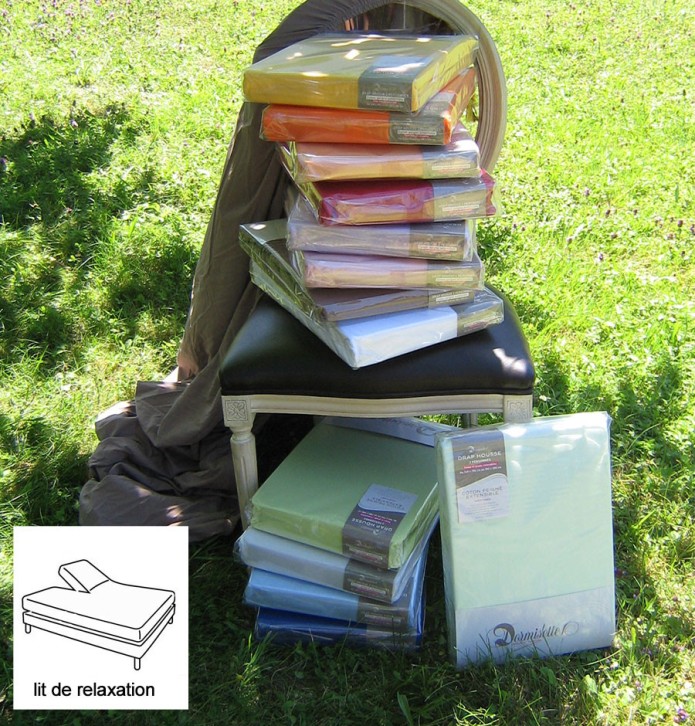 Drap housse jersey extensible Dormisette pour lit de relaxation tête ou pieds relevables Tissage du Moulin