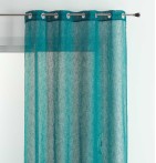 Voilage étamine Matière bleu paon Qabane - Blancollection