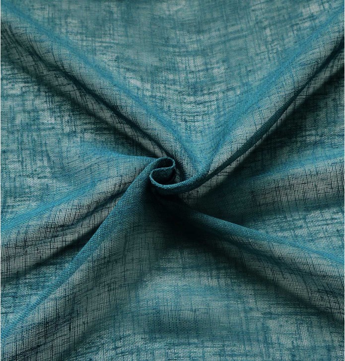 Voilage étamine Matière bleu paon Qabane - Blancollection