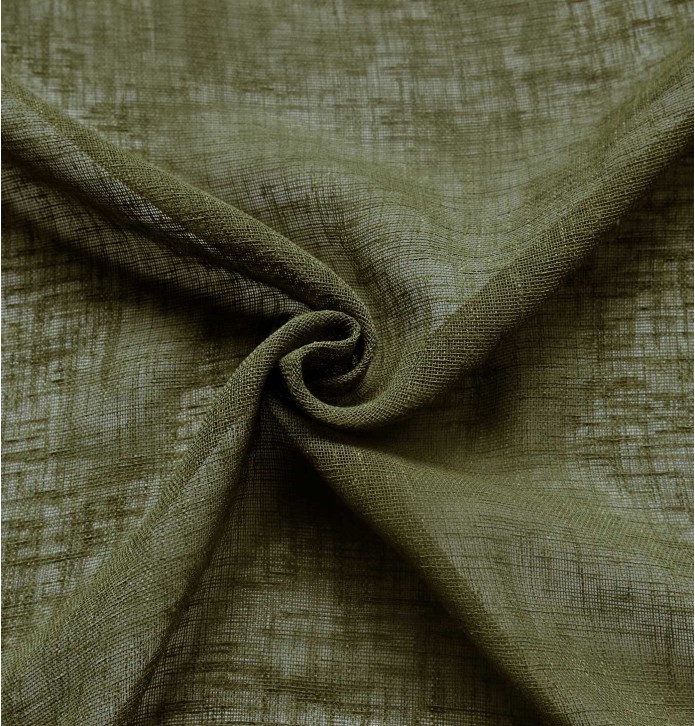 Voilage étamine Matière olive Qabane - Blancollection