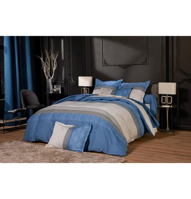 Housse de couette satin Tiago indigo Tradilinge